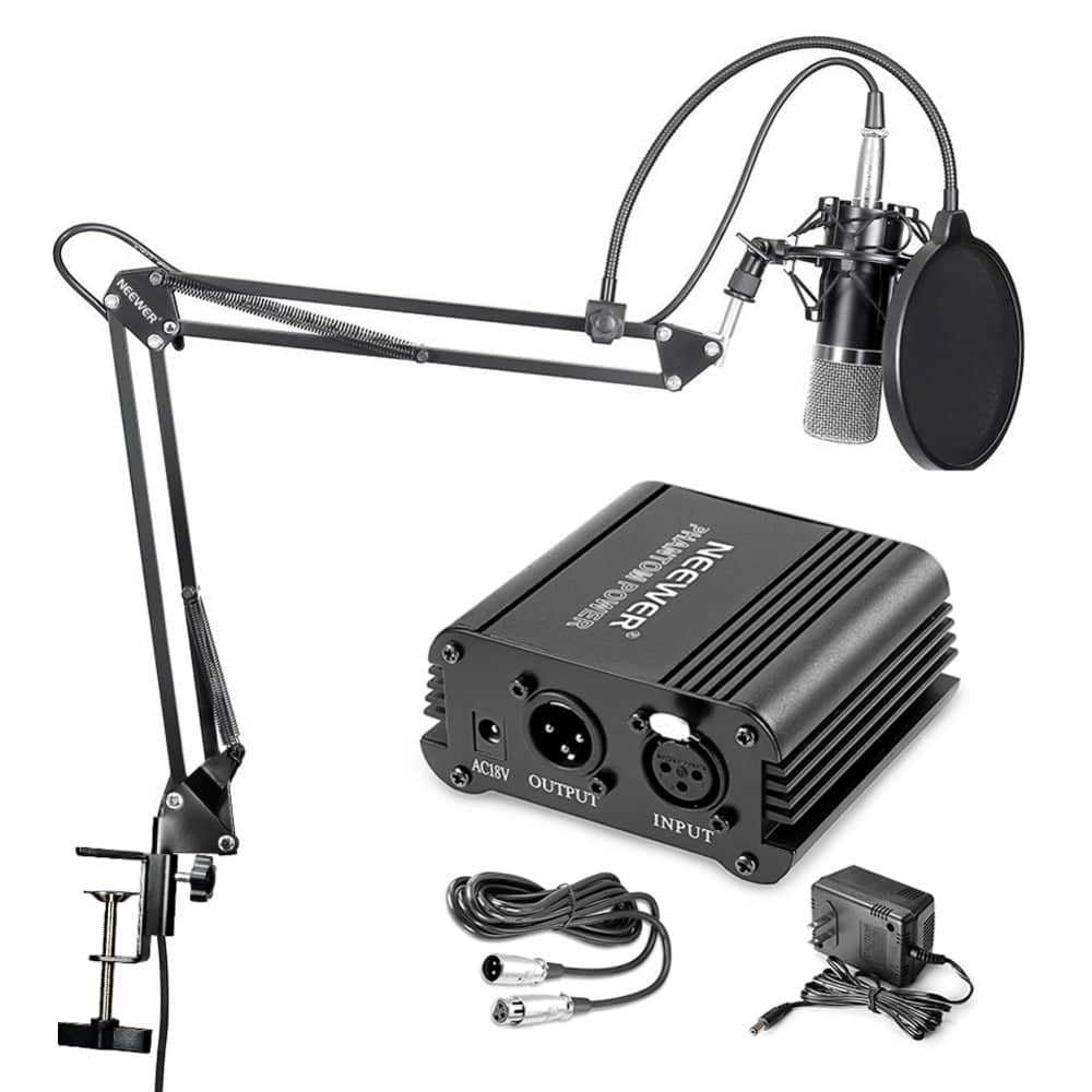 Professional Condenser Microphone, Stand, XLR Cable and Pop Filter