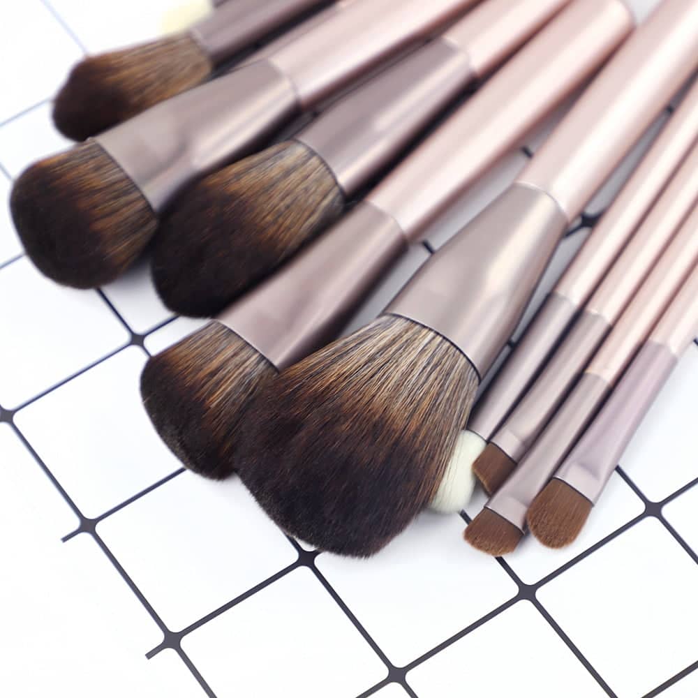 Kaizm 12pcs Makeup brushes set Metallic Pink beauty Make up brush Soft blush Powder Foundation Eyeshadow brush