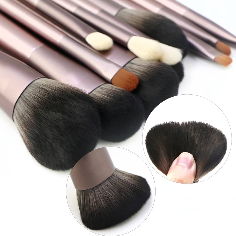 Kaizm 12pcs Makeup brushes set Metallic Pink beauty Make up brush Soft blush Powder Foundation Eyeshadow brush