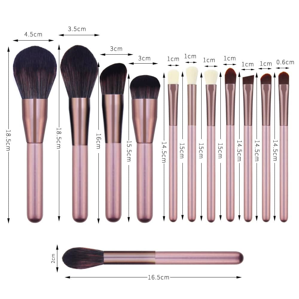 Kaizm 12pcs Makeup brushes set Metallic Pink beauty Make up brush Soft blush Powder Foundation Eyeshadow brush